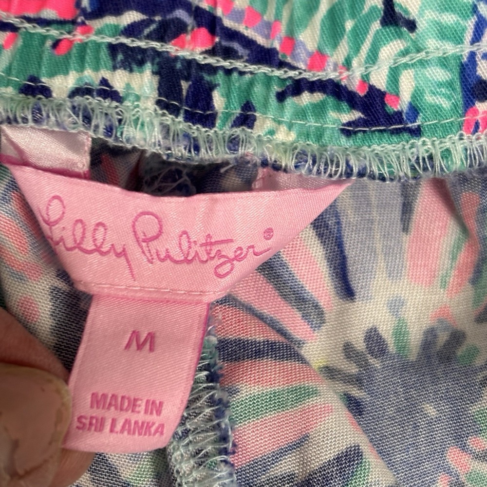 Lilly Pulitzer Piper Jogger Pants M Elastic Waist Tassels Swim Only Print - Picture 5 of 12